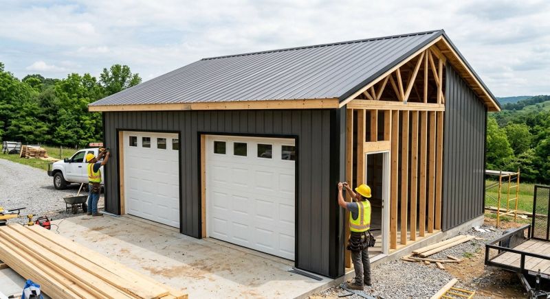 Two Story Garage Construction in Katy, TX